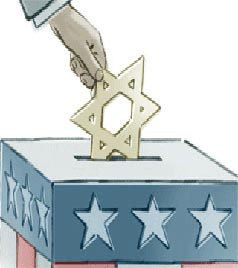 Star of David depicted as vote into ballot box