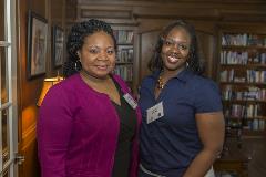 Two black women in library