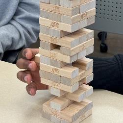 close-up of jenga blocks